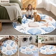 thumbnail image 6 of Summer Blue Round Area Rugs 3 ft, Shell Coral Starfish Marine Life Coastal Washable Small Area Rug with Non-Slip Sturdy Edge Binding Round Front Door Mat Floor Carpet for Entryway, 6 of 9