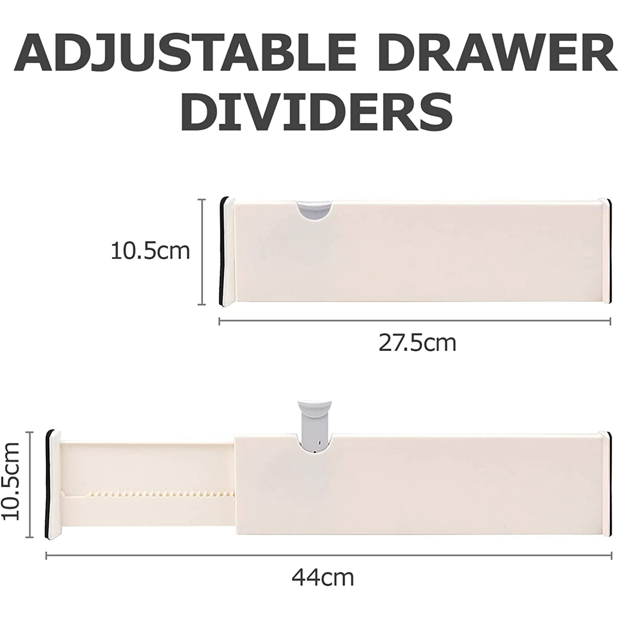 10 Séparateurs De Tiroir Réglables PRZRAO - 33 à 58cm - Blanc - Pour Cuisine, Salle De Bain, Chambre