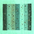 thumbnail image 1 of Ahgly Company Machine Washable Indoor Square Solid Turquoise Blue Modern Area Rugs, 7' Square, 1 of 4
