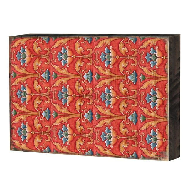 Designocracy 95017-18 Patterned Rustic Wooden Block Design Graphic Art