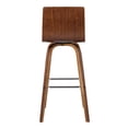 thumbnail image 3 of Vienna 30" Swivel Bar Stool in Walnut Wood Finish with Brown Faux Leather - Set of 2, 3 of 6