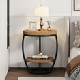 thumbnail image 7 of Condemo Round End Table with Storage Shelf, 2-Tier Industrial Side Table for Living Room or Bedroom, Light Brown & Black, 7 of 7