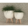 thumbnail image 2 of DecMode 15", 13", 11"W Indoor Outdoor White Fiberclay Planter with Wood Legs (3 Count), 2 of 9