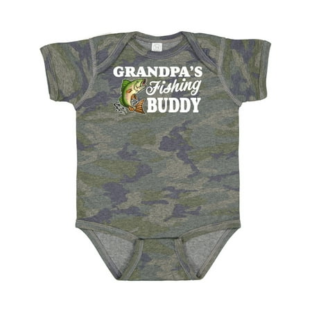 

Inktastic Grandpa s Fishing Buddy with White Text Gift Baby Boy Bodysuit