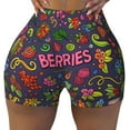 thumbnail image 2 of Pofeuu Berry Fruits Print Workout Shorts for Women Scrunch Butt Lifting High Waisted Yoga Gym Seamless Booty Biker Shorts-Large, 2 of 8
