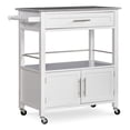 thumbnail image 1 of Linon Cameron Chariot de Cuisine Roulant avec Dessus en Bois Granit, Grand Espace de Rangement, Blanc, 1 of 17