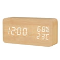 thumbnail image 2 of Reloj despertador LED Mesa de madera Humidómetro Termómetro Control de voz Temporizador de escritorio digital, Madera de bambú Luz blanca Scienceny HA004025-02, 2 of 6
