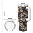 thumbnail image 4 of Sikiie Floral Insects Insulated Stainless Water Bottle Lid Travel Mug Cup Insulated Tumblers Cup 40oz Ice Bully With Handle, 4 of 8
