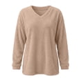 thumbnail image 4 of Yievot Women's Fleece Sweatshirts V Neck Long Sleeve Fall Top Solid Color Casual Warm Tunic Tops, 4 of 9
