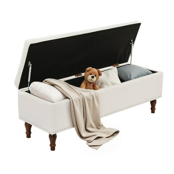 Dycanpo 50.8" Linen Storage Ottoman Bench Storage Chest for Bedroom,Entryway - Beige