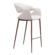 Limay Barstool Beige & Walnut Barstool, Modern Style, Plush and durable faux leather fabric, Steel, Indoor Bar