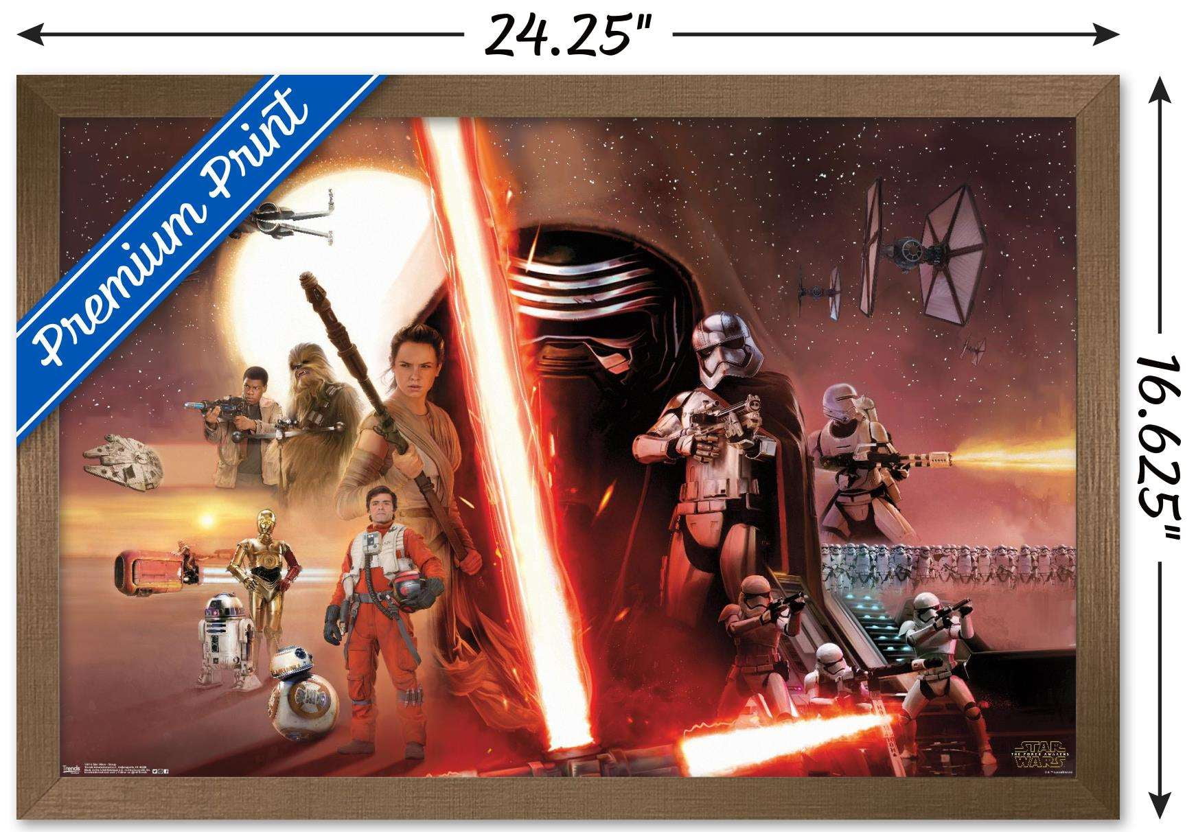 Star Wars: The Force Awakens - Group Wall Poster, 14.725" x 22.375", Framed