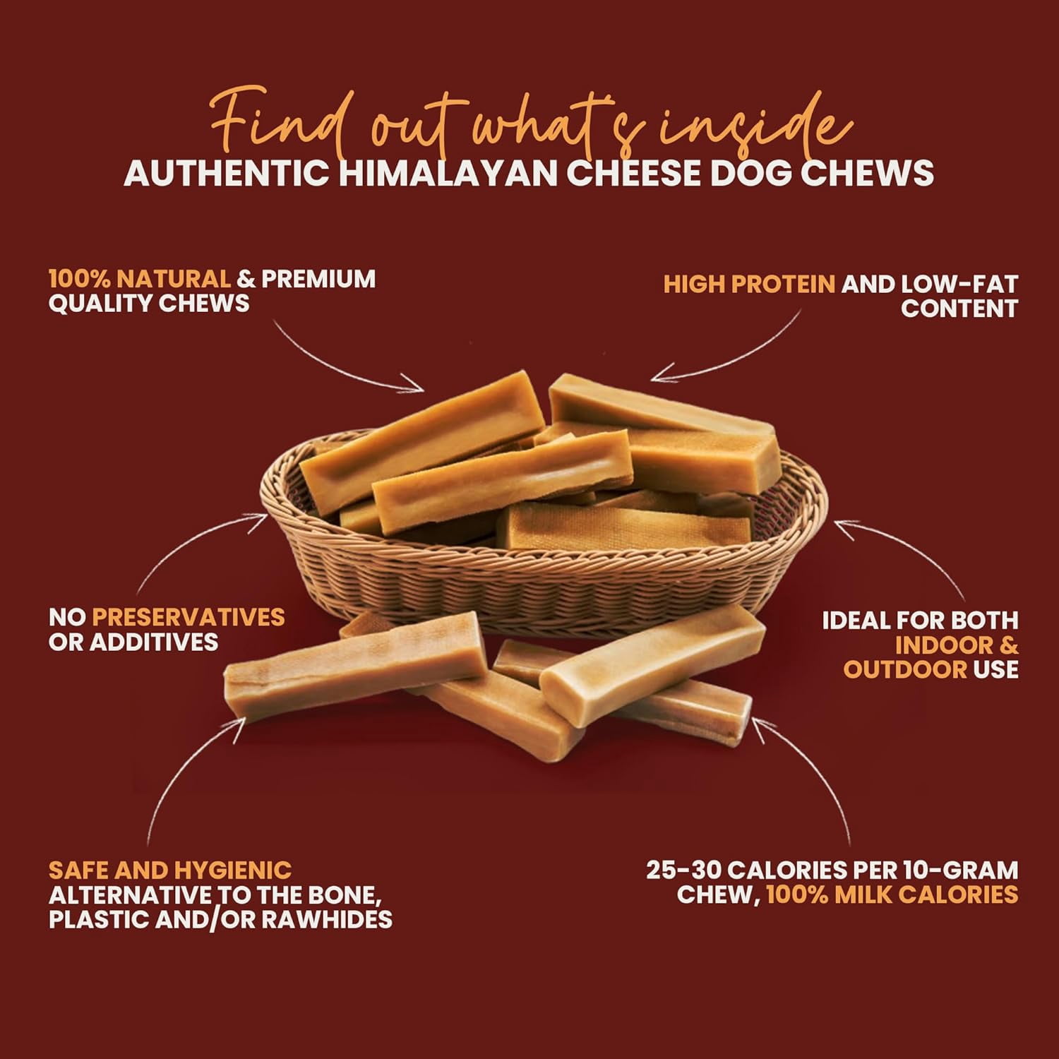 Kathmandus Authentic Himalayan Cheese Natural Dental Chews for Dogs, Small, 10 Chews Packet