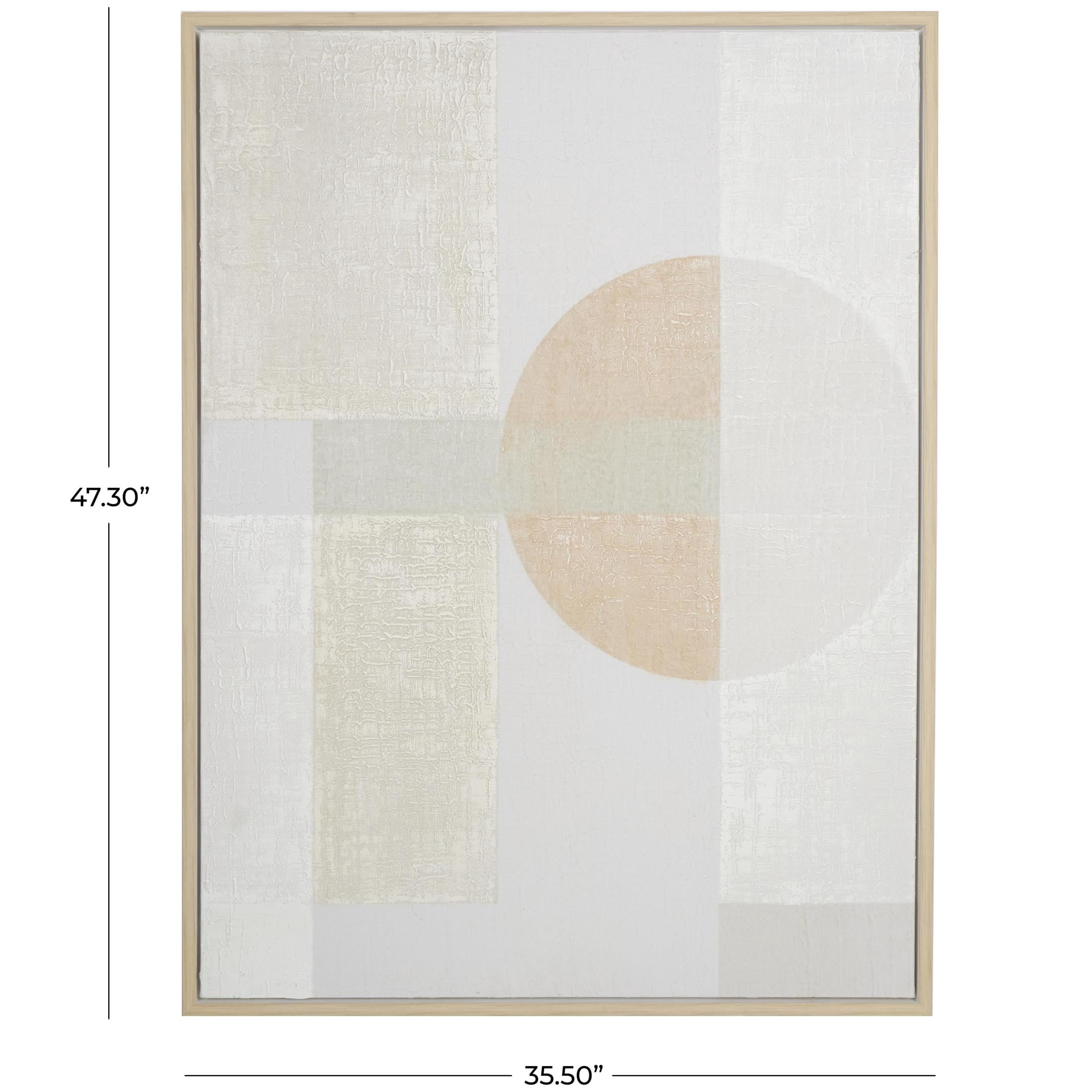 36" x 47" Mid Century Modern Shape Geometric Framed Wall Art with Pink and Sage Accents, by DecMode