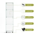 thumbnail image 3 of 65 "H Glass Display Cabinet with 3 Acrylic Shelves, Glass Floor Standing Single Door Bookshelf with Lock and 4 Wheels, Rack for Living Room, Bedroom and Office (Single, White), 3 of 9
