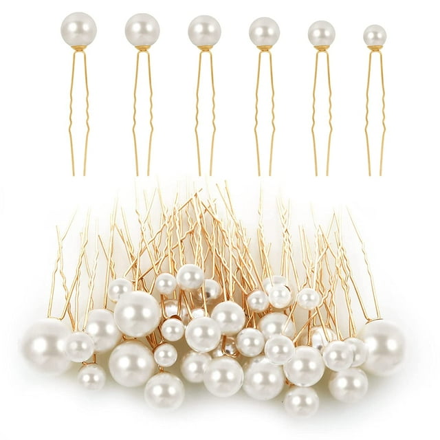 36Pcs Épingles à Cheveux de Perles de Mariage Perles de Mariage Préals pour les Cheveux Perle Épingles à Cheveux de Mariage de Perles pour les Femmes (6 Tailles)