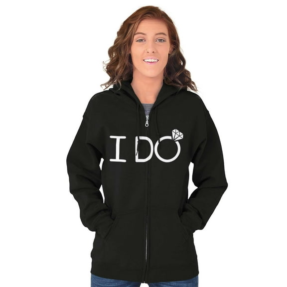 I Do Bridal Squad Bride Bachelorette Womens Plus Size Graphic Zipper Hoodie Brisco Brands 2X