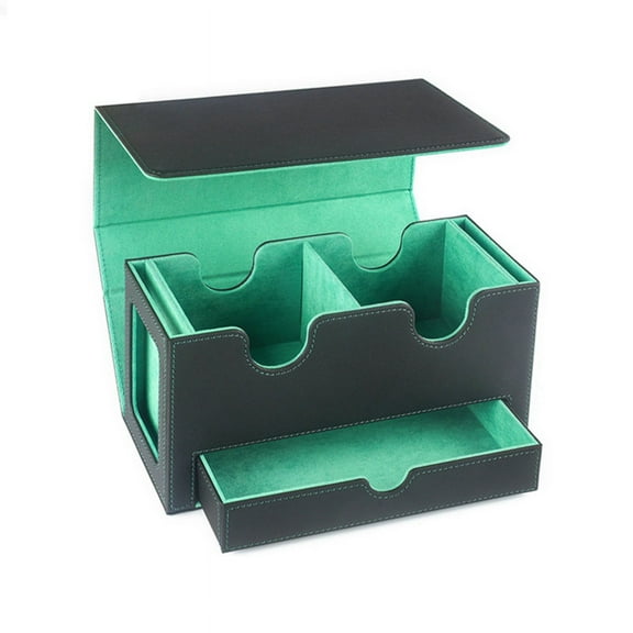 Portable Game Magnetic Card Storage Box, Drawer Storage Box with Viewing Window,Card Holder for Magic Game Cards Green