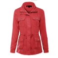 thumbnail image 5 of MixMatchy Women's Color Tencel Zip Up Snap Button Safari Military Anorak Utility Jacket with Pockets, 5 of 7