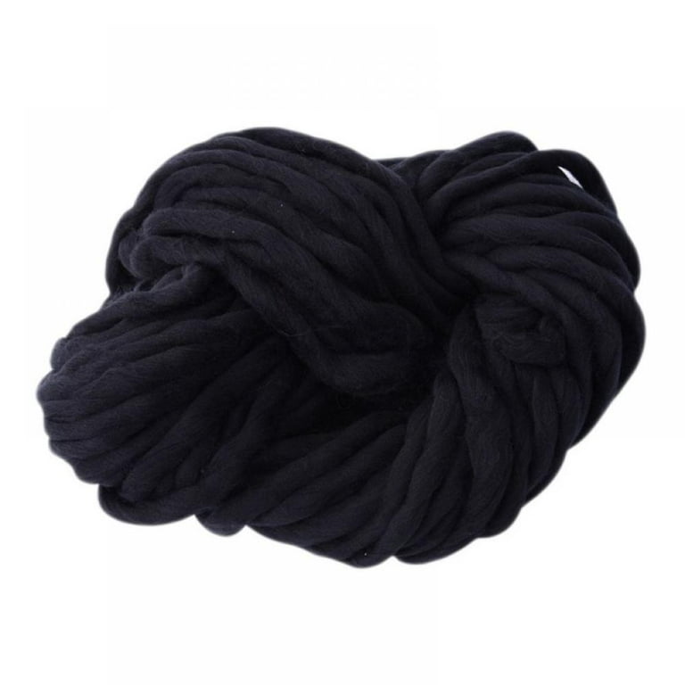 Super Bulky Soft Chunky Wool Yarn Thick Pencil Roving Yarn for Needle Knitting and Crochet,4500*2*2cm, Size: Length : 45M, Black