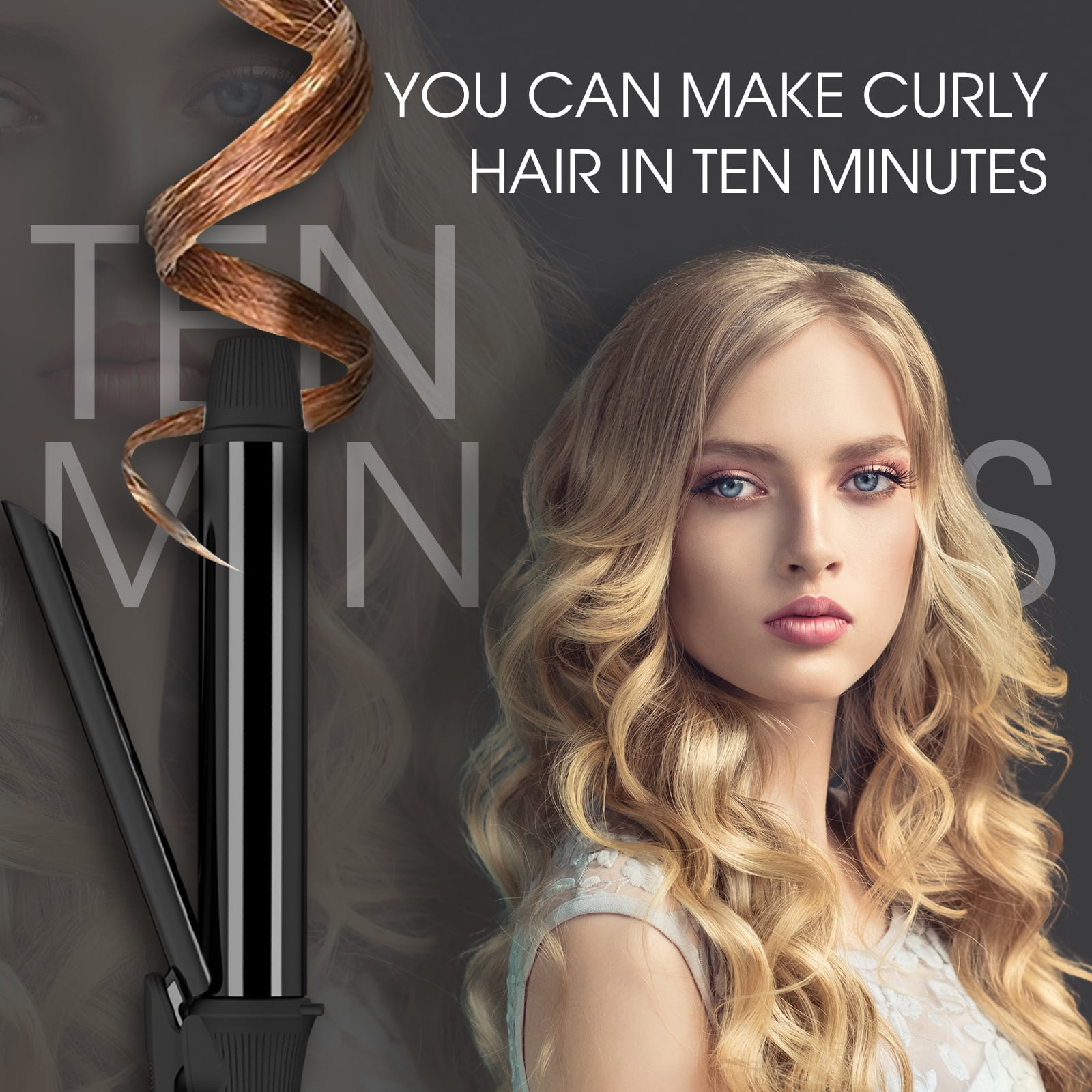 1 1/4 Inch Curling Iron with Clipped Tourmaline Ceramic Barrel Professional 1.25 Inch Hair Curler up to 450°F Dual Voltage for Traveling 60 Mins Auto Off Suit for Different