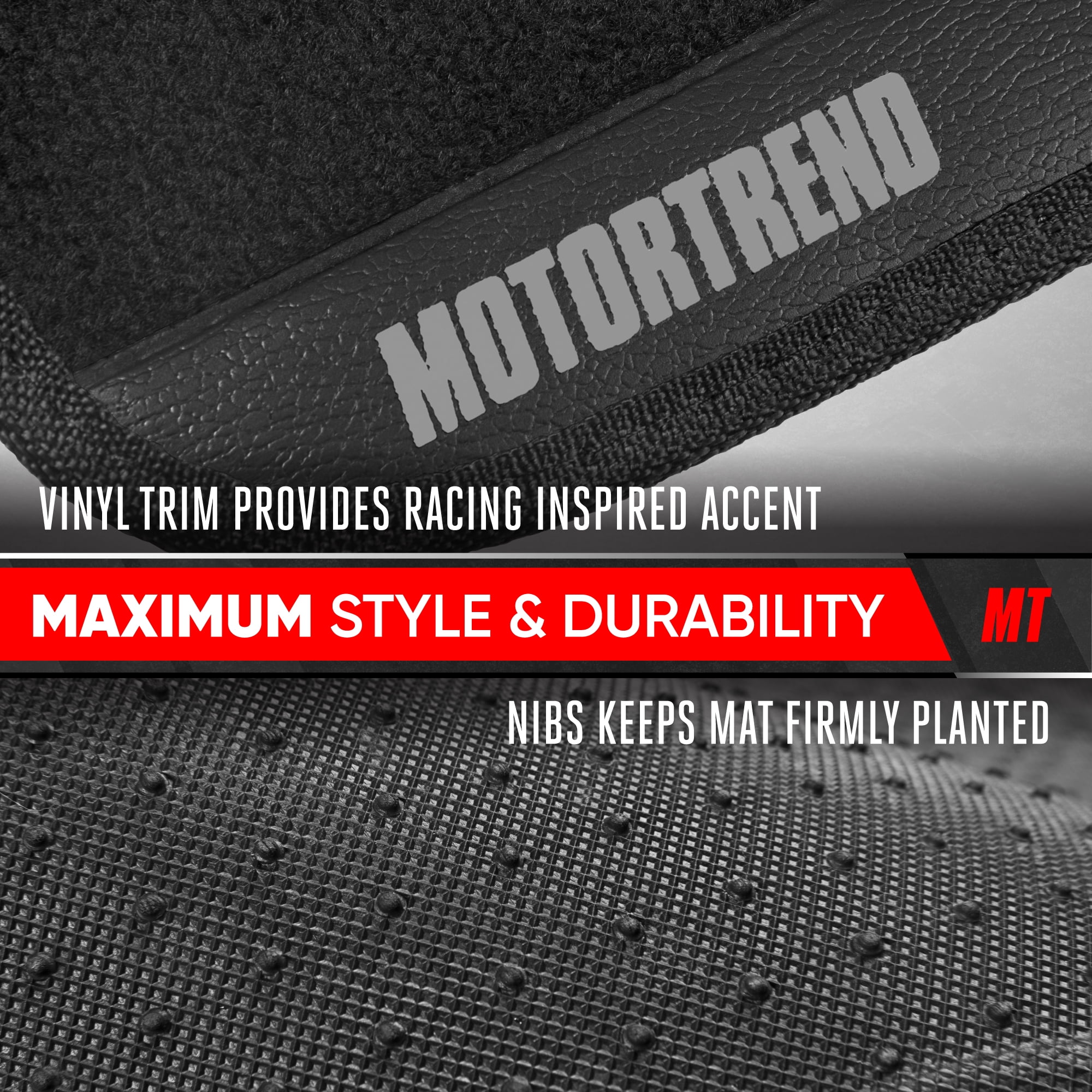 MotorTrend SpeedSeries Carpet Car Floor Mats Set - Universal Fit for Cars, Trucks, SUVs, Vans - Set of 4, Black Car Mats Car Carpet Mats
