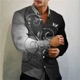 thumbnail image 1 of Camisa de manga larga con estampado digital 3D de mariposas en 7 colores, ropa informal cómoda y suave para hombre, 1 of 6