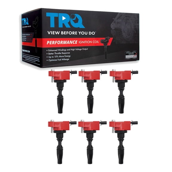 TRQ Ignition Coil Set 6 Piece High Temperature Epoxy Fits 16-21 GMC Acadia 17-21 Canyon 16-21 Chevrolet Camaro 19-21 Blazer 17-21 Colorado 16-21 Cadillac XT5 20-21 XT6