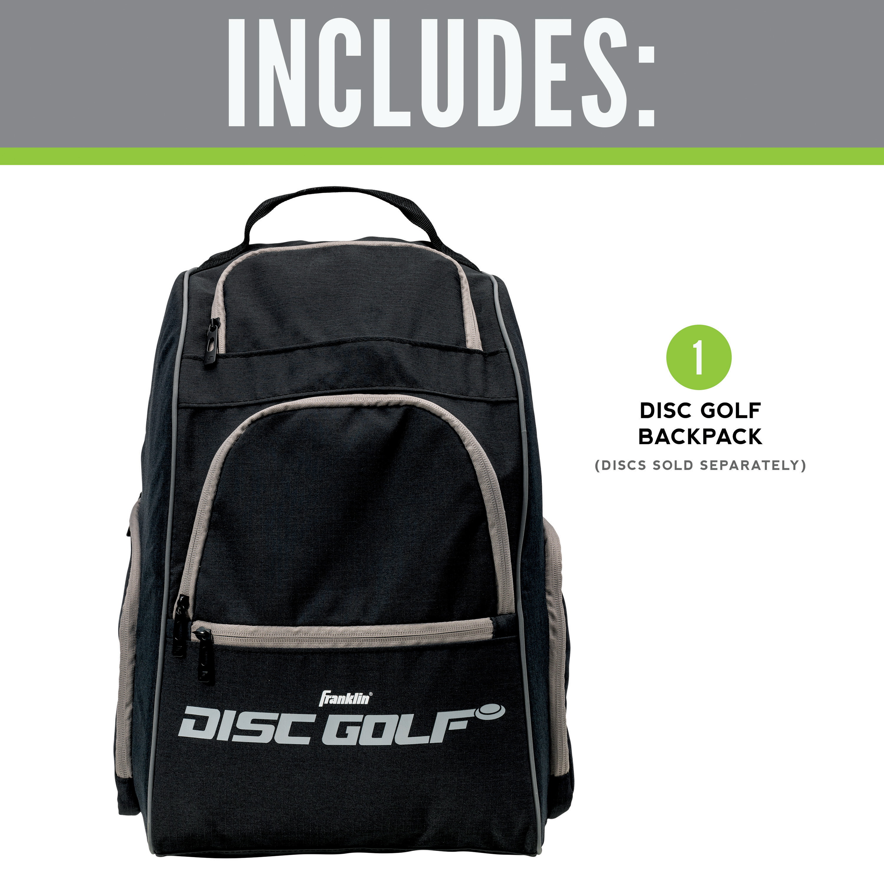 Franklin Sports Black Disc Golf Sports Equipment Backpack