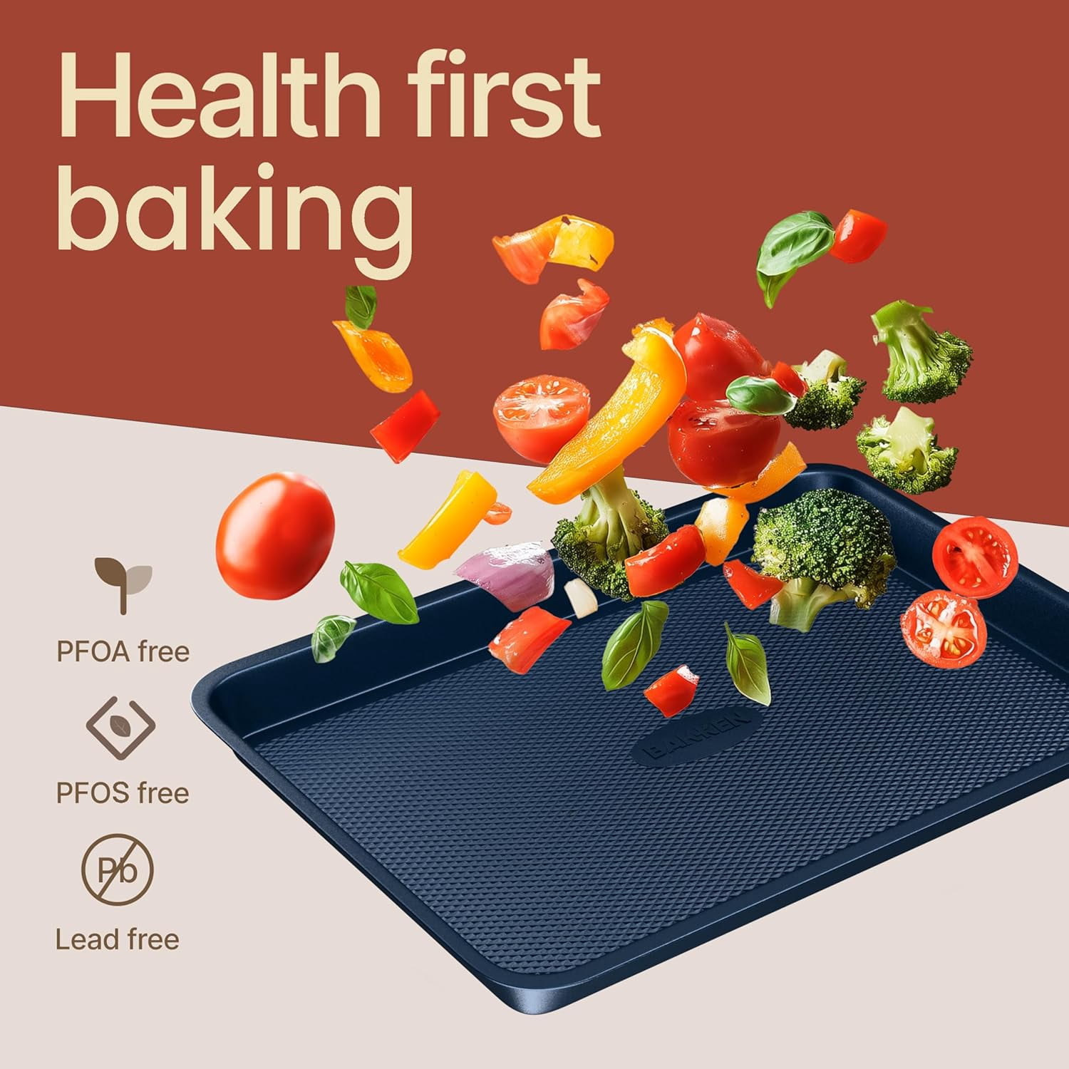 Bakken Diamond Bottom Cookie Sheet Set of 2, Nonstick Carbon Steel Baking Pans, Stackable, Oven Safe 450°F, Small & Medium