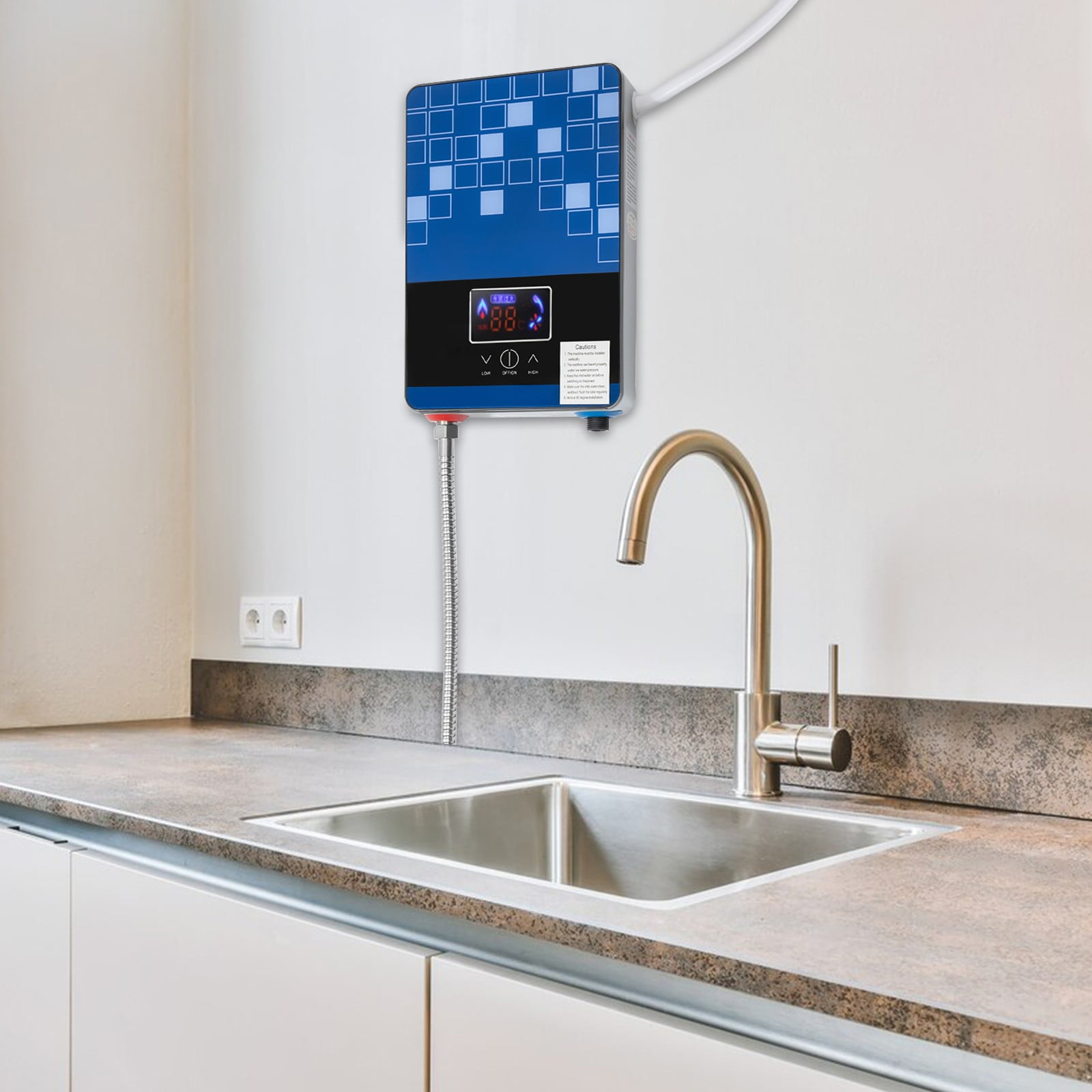 110V 4500W Whole House Electric Instant Tankless Water Heater with Shower Head On Demand Instant Hot Water Heater for Home RV Warehouse