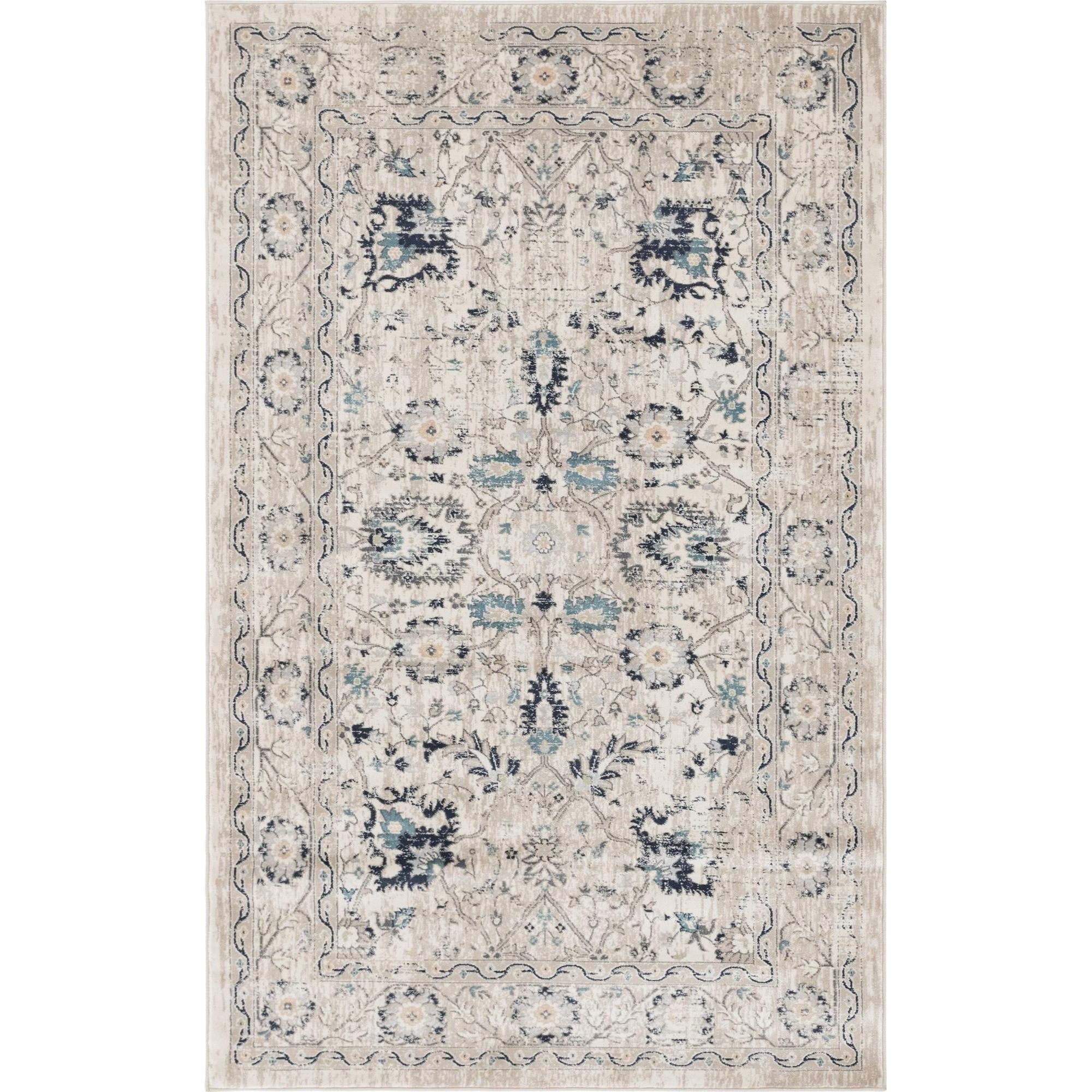 Unique Loom Osterbro Oslo Rug Beige/Light Brown 5' 1" x 8' Rectangle Border Traditional Perfect