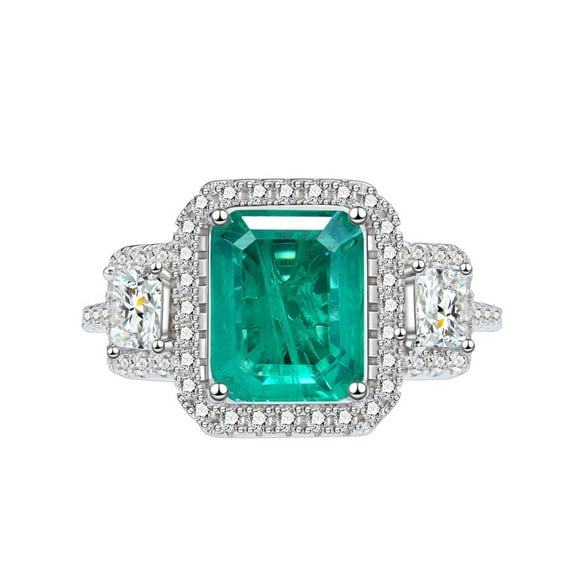Engagement Rings for Women 8*10mm Emerald Cut Zircon Forever Classic Wedding Bands S925 Sterling Silver Rings for Women Stylish Hypoallergenic Personalized Promise Rings