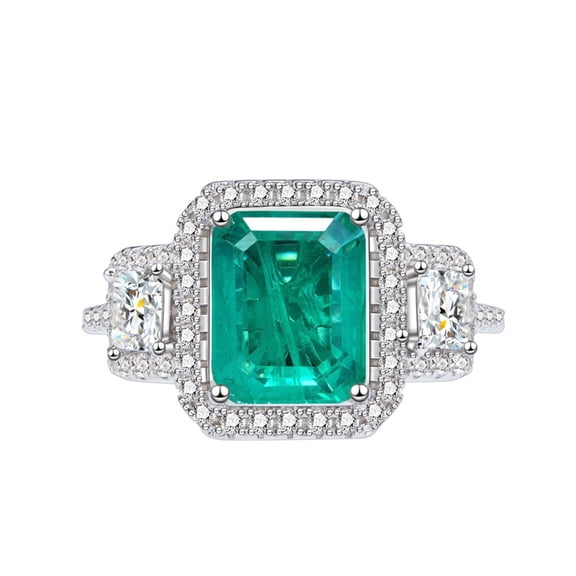 Engagement Rings for Women 8*10mm Emerald Cut Zircon Forever Classic Wedding Bands S925 Sterling Silver Rings for Women Stylish Hypoallergenic Personalized Promise Rings