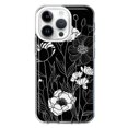 thumbnail image 1 of MUNDAZE Apple iPhone 14 Pro Line Drawing Art White Floral Flowers Shockproof Clear Hybrid Protective Phone Case Cover, 1 of 5
