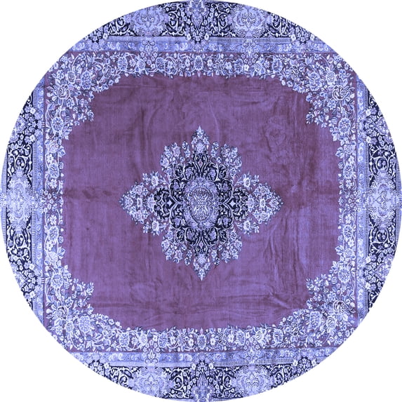 Ahgly Company Indoor Round Medallion Blue Traditional Area Rugs, 7' Round