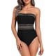thumbnail image 1 of Women's Strapless One Piece Swimsuits Tummy Control Swimwear Halter Slimming Bathi 10 12 Black, 1 of 1