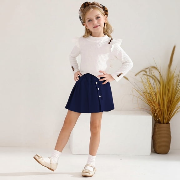 Girls School Uniform Skirt Casual Mini Navy Skirt High Waist Girls Clothes Size 4T