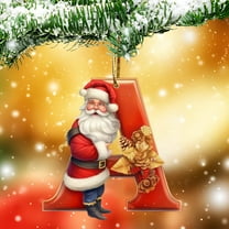 yulier 26 Initial Letter Santa Claus Christmas Ornaments, Red Personalized Christmas Initial Ornaments Cute Santa Claus Pendant Christmas Tree Hanging Decorations Xmas Gifts for Kids