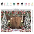 thumbnail image 5 of 8x6FT Christmas Backdrop Xmas Rustic Barn Wood Door Background Xmas Tree Snow Gift Holiday Party Decorations, 5 of 6
