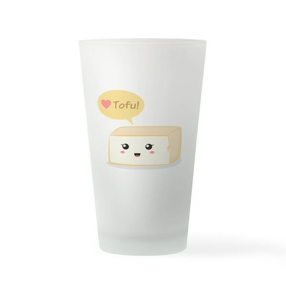 CafePress - Kawaii Tofu Asking People To Love Tofu Drinking Gl - Pint Glass, Drinking Glass, 16 oz. CafePress