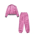 thumbnail image 6 of HULIJA Boys Metallic Bomber Jacket and Pants Modern Jazz Dance Clothing Set Hip Hop Dancing Outfits Pink 8, 6 of 7