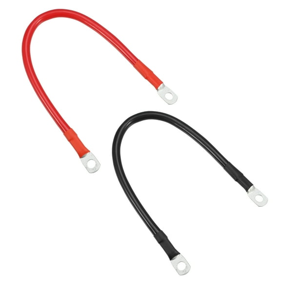 Unique Bargains 1 Pair 6 AWG Gauge 1ft Battery Inverter Cables with 5/16" Ring Universal for Car Vehicle RV Black Red