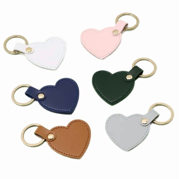 Set of 6 Colorful Heart Shaped Keychain Leather Love Pendant Keyring Stylish Key Rings Bag Accessory Chic Backpack Charm