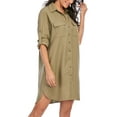 thumbnail image 4 of LUSMAY Women's Casual Button Down Shirt Dress Long Sleeve Cover Up Blouse Tops with Pockets, 4 of 7