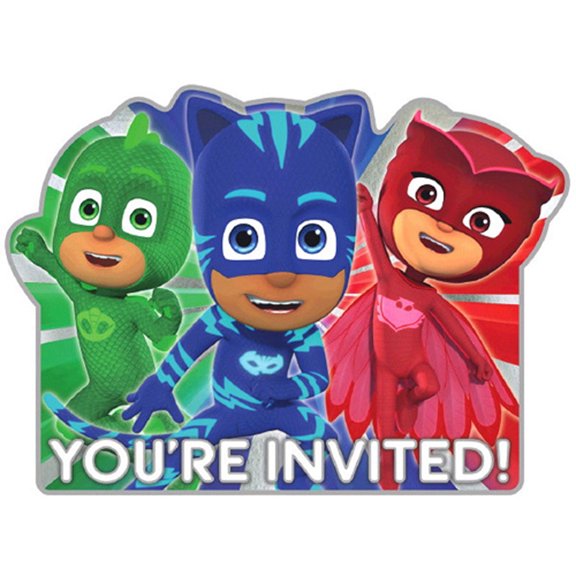 PJ Masks Deluxe Invitations w/ Envelopes (8ct)