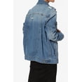 thumbnail image 4 of TheMogan Women's PLUS Distressed Ripped Jean Oversized Boyfriend Long Denim Jacket, 4 of 7
