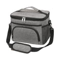 thumbnail image 4 of Fiambrera portátil, bolsa térmica aislada, bolsa térmica para alimentos fríos y calientes, bolsa de mano, organizador, bolso de mano para el trabajo, Gris, 4 of 8