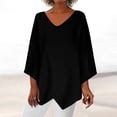 thumbnail image 2 of Oalirro Black Womens Long Sleeve Tops Dressy V Neck Solid Womens Blouses Casual Summer, 2 of 6