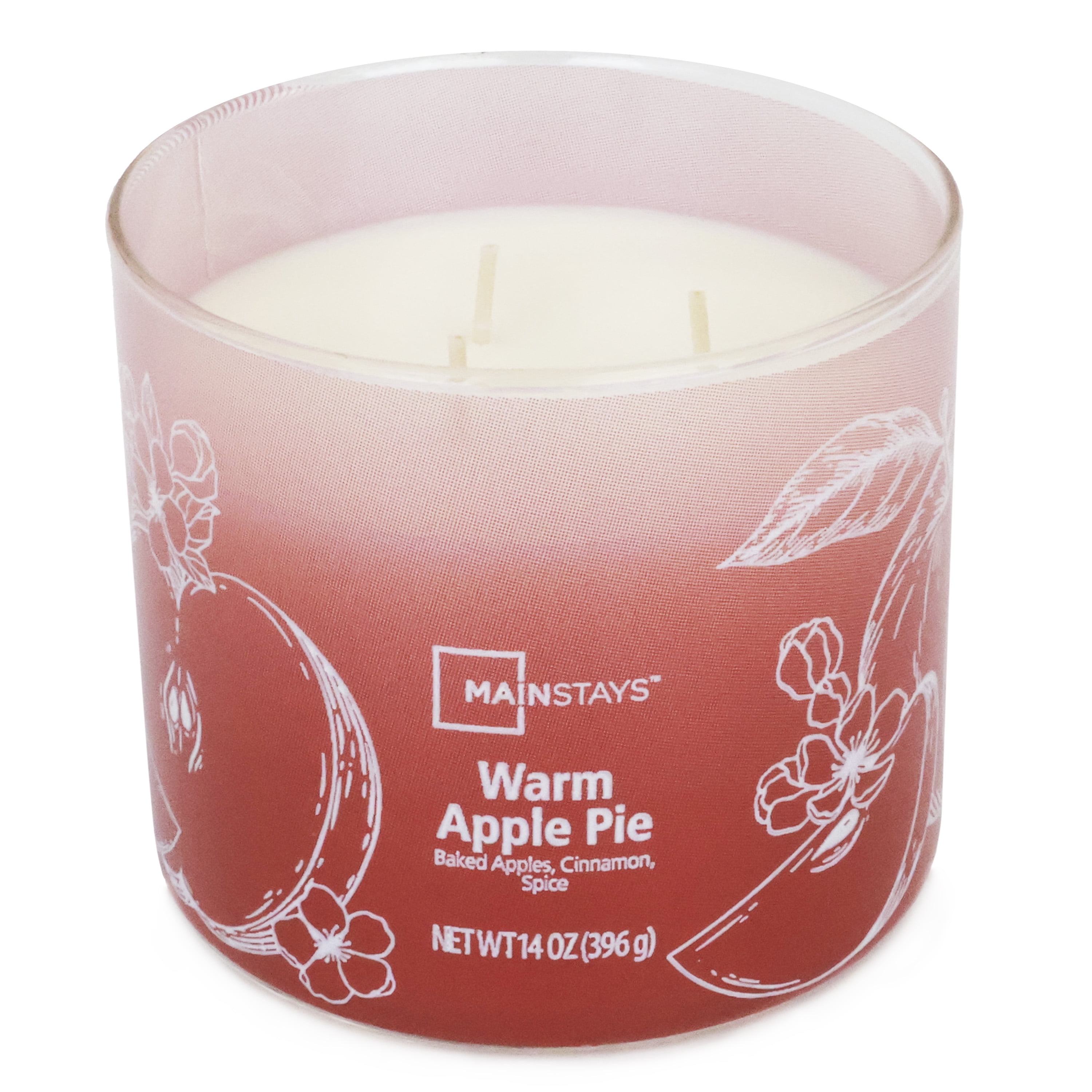 Mainstays 3-Wick Textured Wrapped Warm Apple Pie Scented Candle, 14 oz, MAINSTAYS PL MS 14OZ APPLE PIE